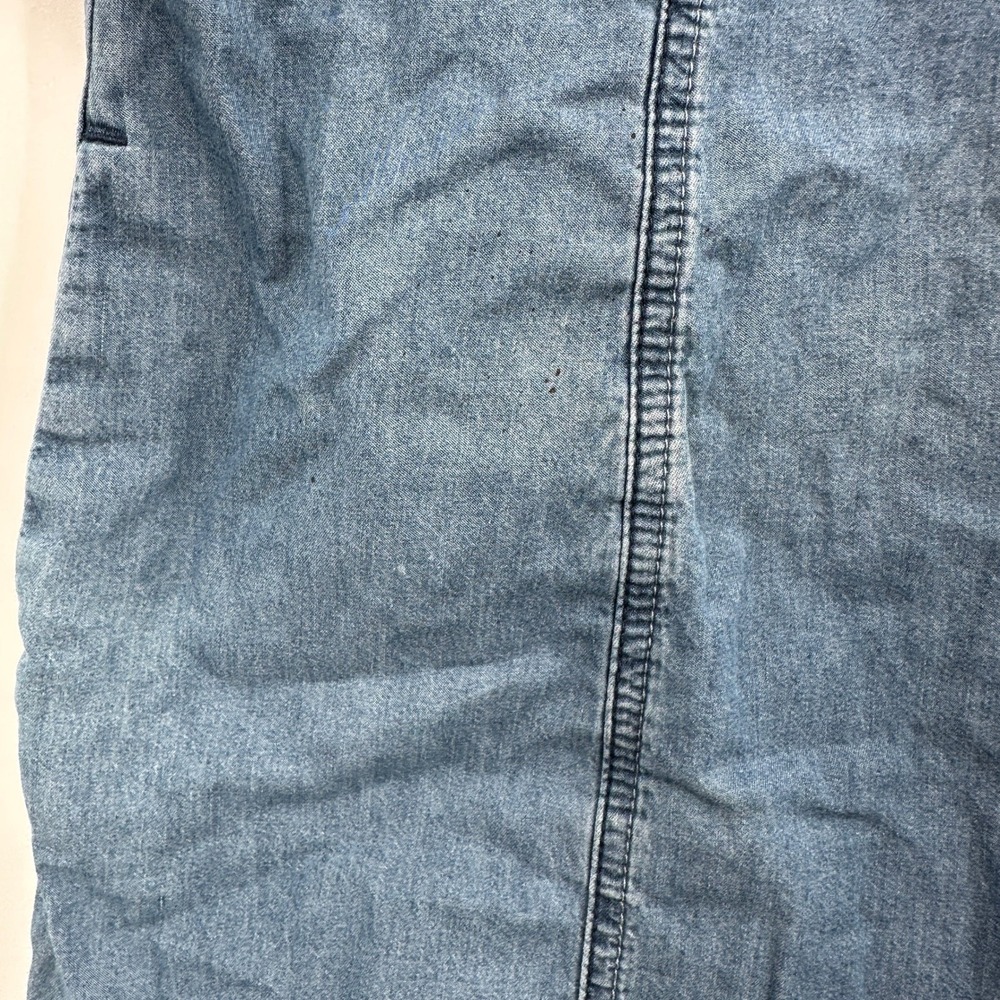Jean Pascal Denim Tunic Dress Roll Tab Sleeves V Neck Button Front - Picture 7 of 13